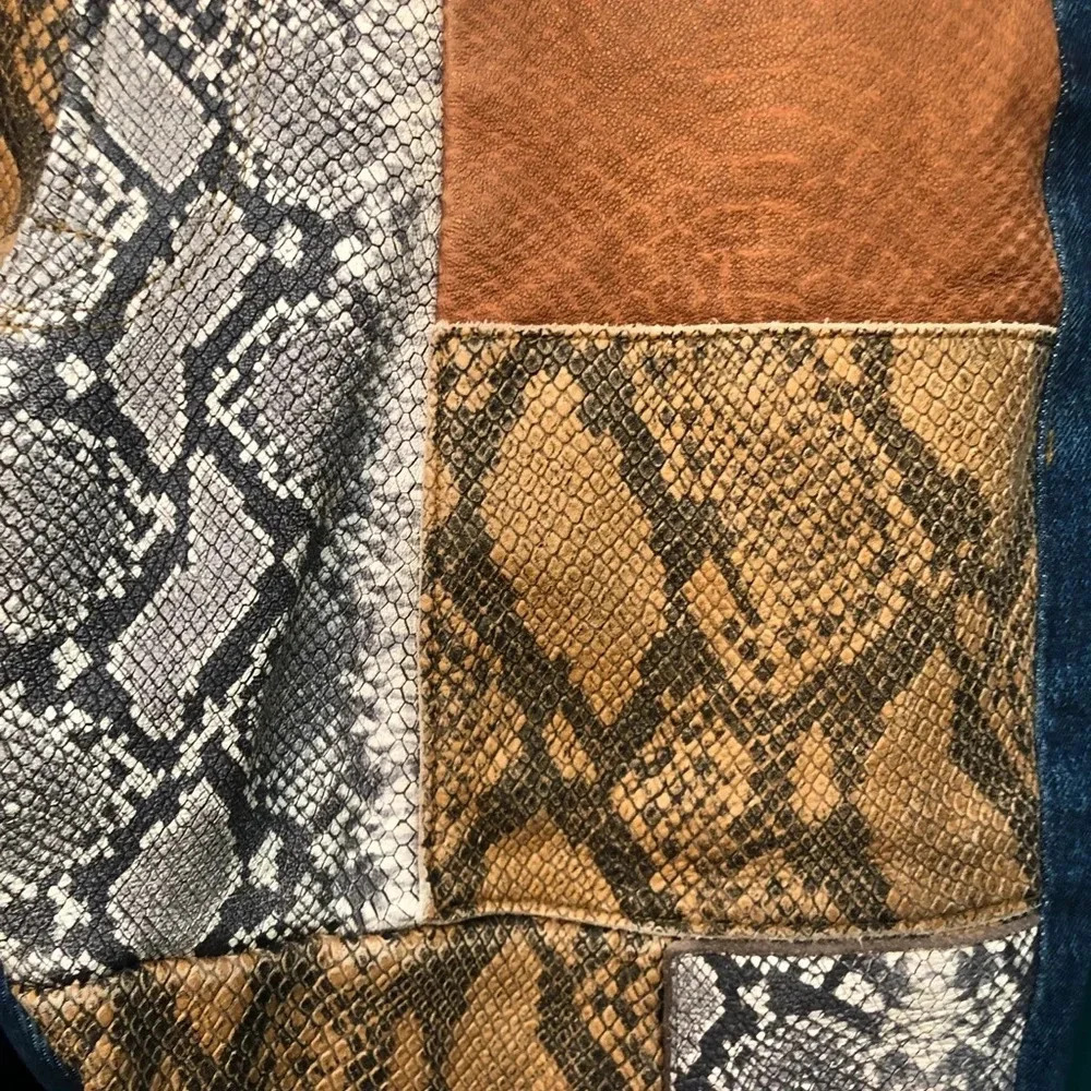 NWT FRAME LE MINI BOOTCUT LEATHER PATCHWORK JEANS… - image 6